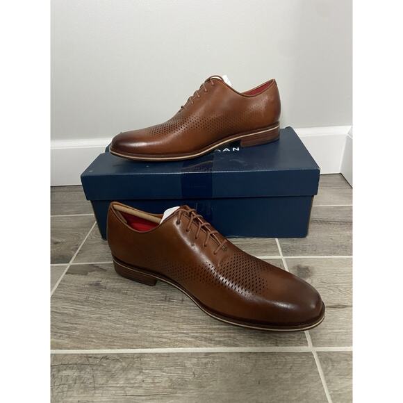 Cole Haan Men's Washington Grand Laser Wingtip Oxford British Tan/Lava Style 10M - Picture 1 of 5
